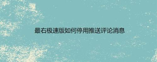最右极速版如何停用推送评论消息