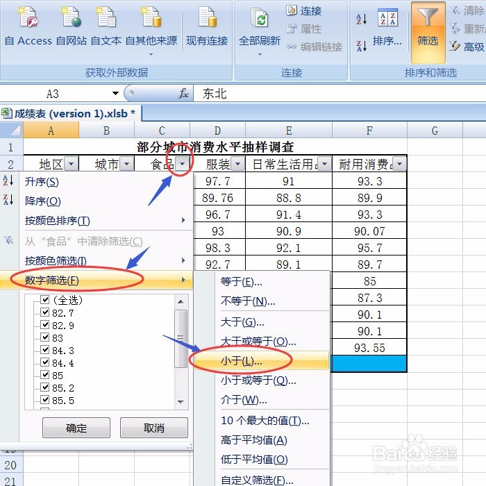 Excel2007第14课 数据的筛选(自动筛选)