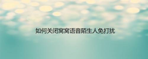 如何关闭窝窝语音陌生人免打扰