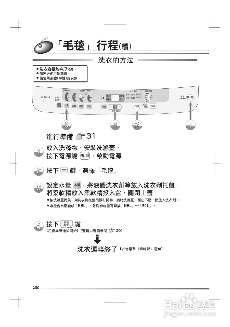 日立SF-BW11G洗衣机使用说明书:[4]