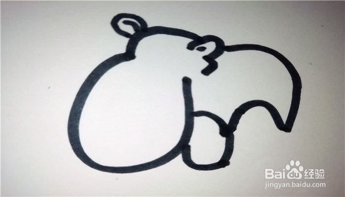 怎么样用简笔画画笨重的河马