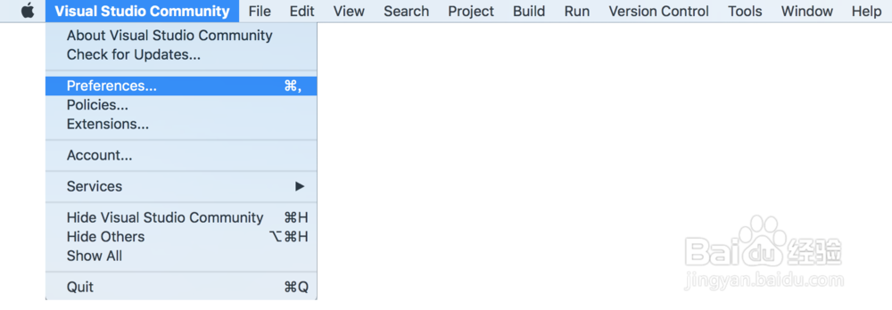 Visual Studio 2017 for Mac 更改用户界面语言