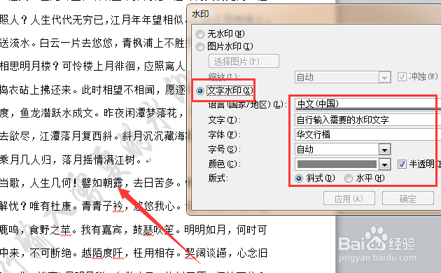 word2010 如何添加水印？