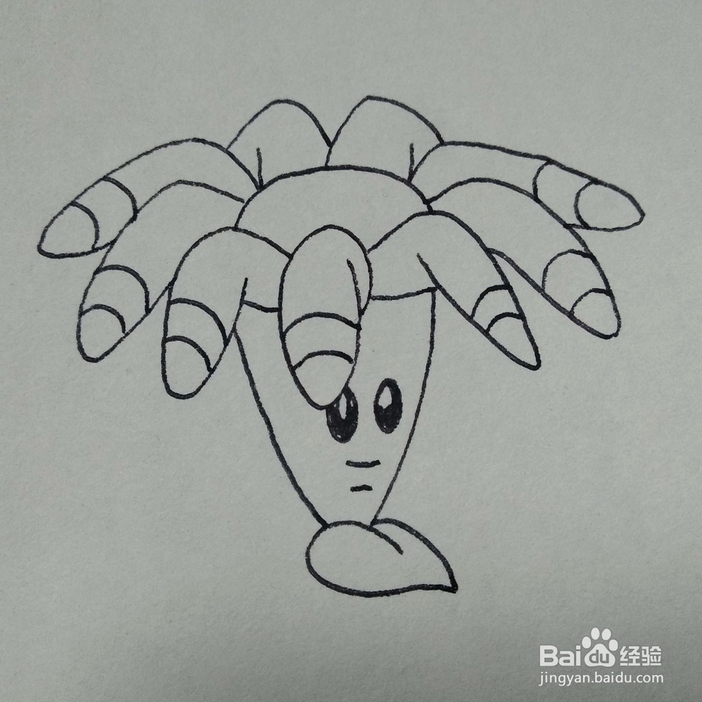 如何画植物大战僵尸中的回形标射手卡通简笔画