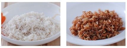 珍珠丸子,红米饭。