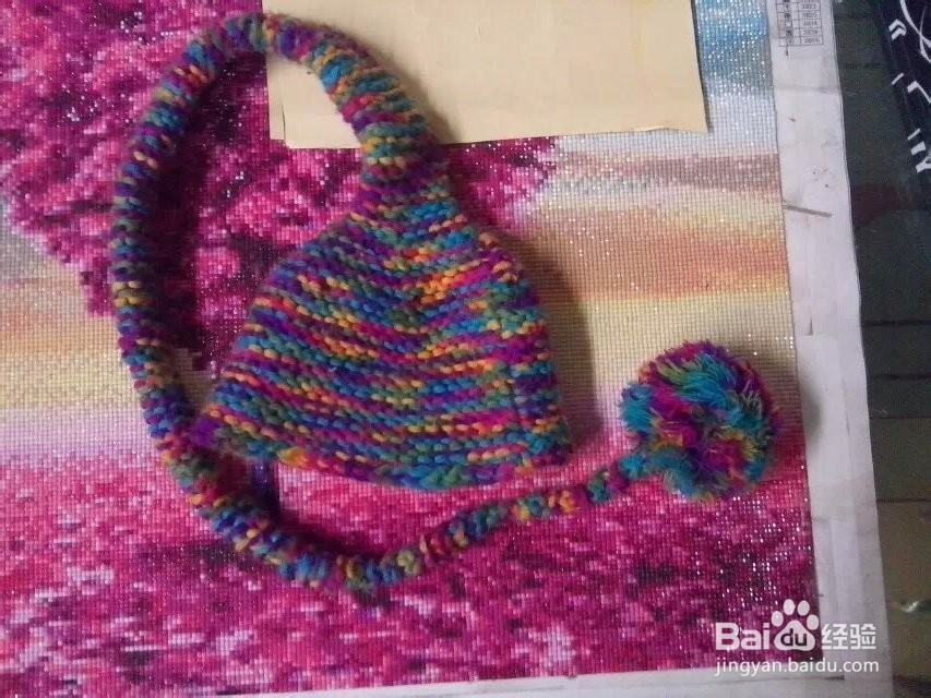 婴儿百天摄影毛线帽的编织方法