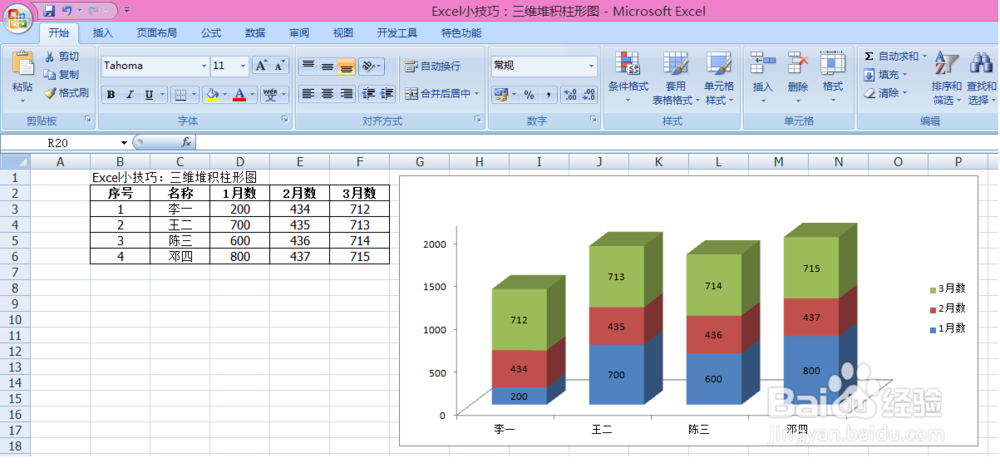 <b>Excel小技巧：三维堆积柱形图</b>
