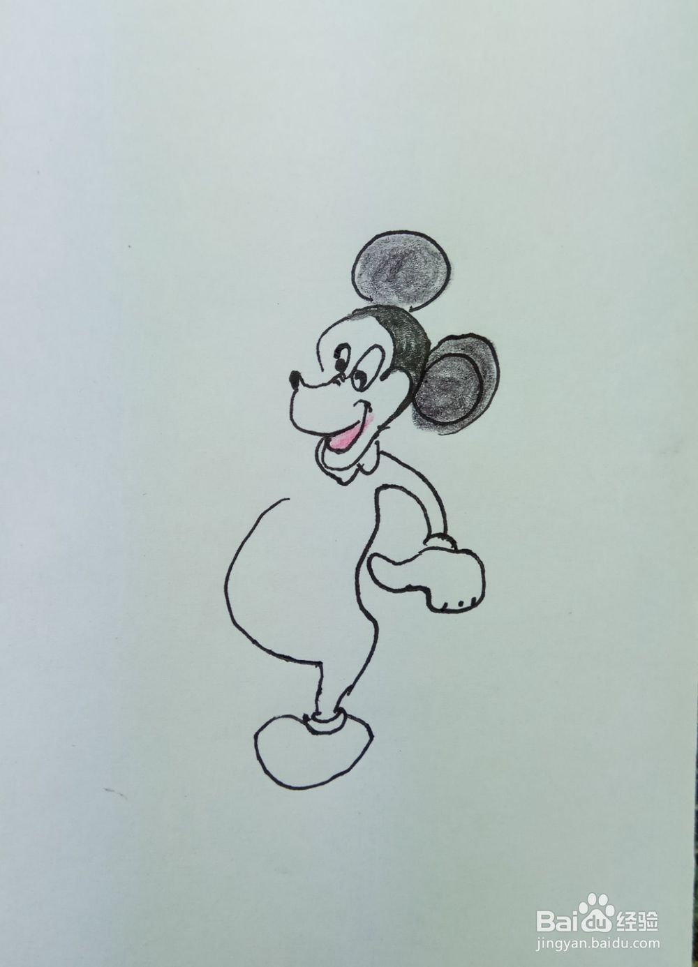 怎样画简笔画大肚皮的米老鼠?