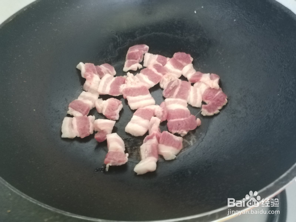 美味的五花肉炒菜花