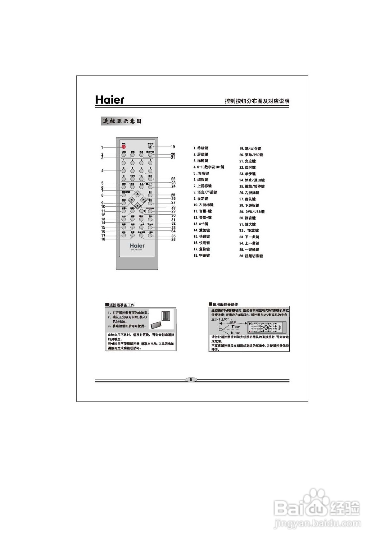 海尔DVD-H2256影碟机使用说明书:[1]