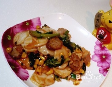 番茄酱肉圆炒年糕