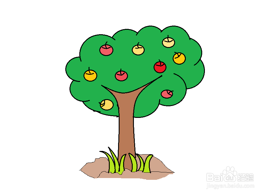 简单的果树怎么画