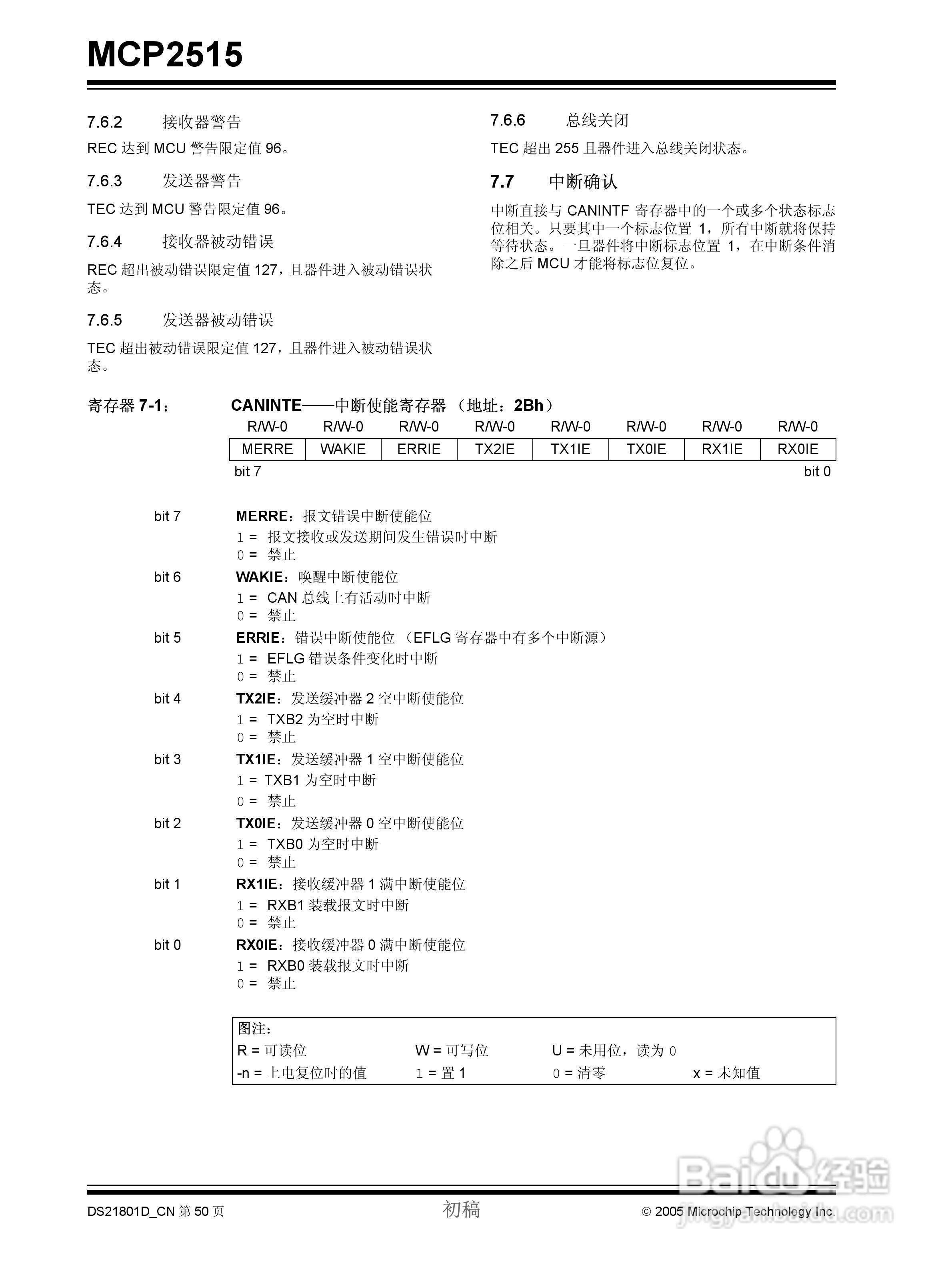 MICROCHIP MCP2515 CAN控制器说明书:[5]