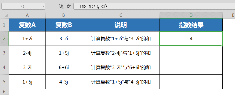 巧用IMSUM函数 1秒求复数的和