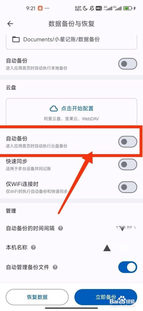 《小星记账》怎么开启云盘自动备份