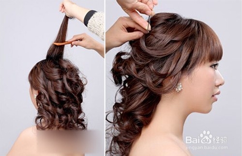 麻花辫盘发新娘发型