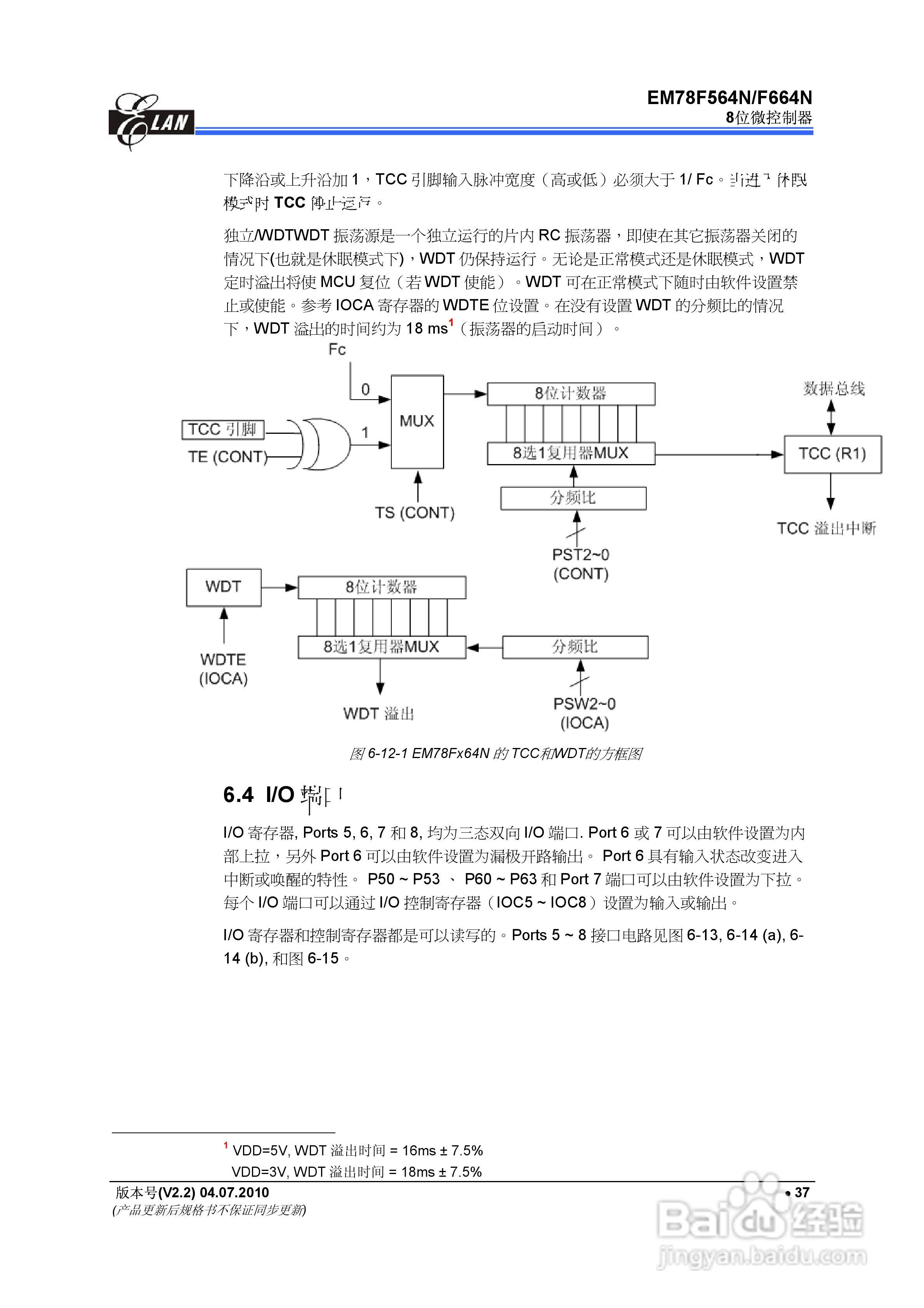 EM78F564N/F664N 8位微控制器说明书:[5]