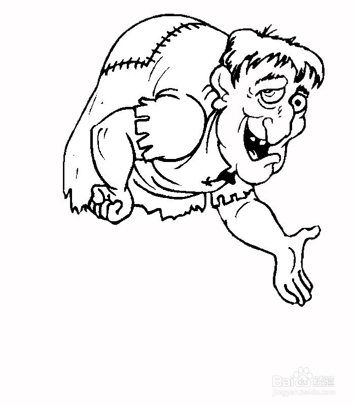 驼背的老妇人的简笔画