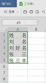 WPS表格设置姓名对齐