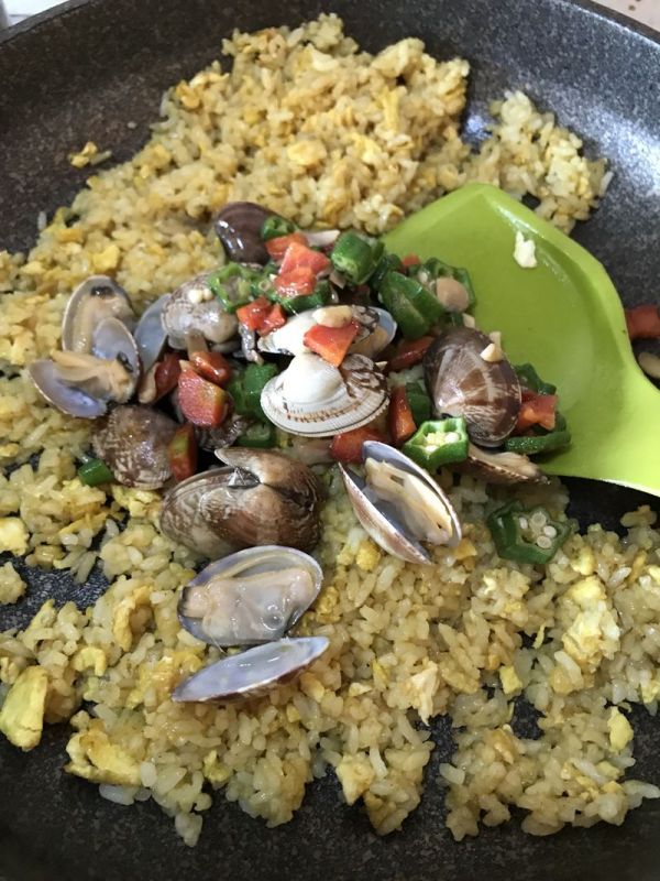 秋葵蛤蜊咖喱炒饭#Lady咖喱#