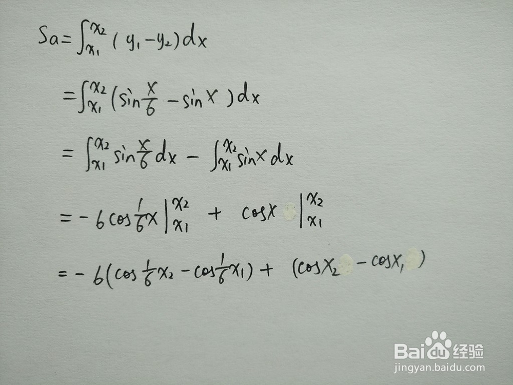 y1=sinx/6与y2=sinx围成的面积