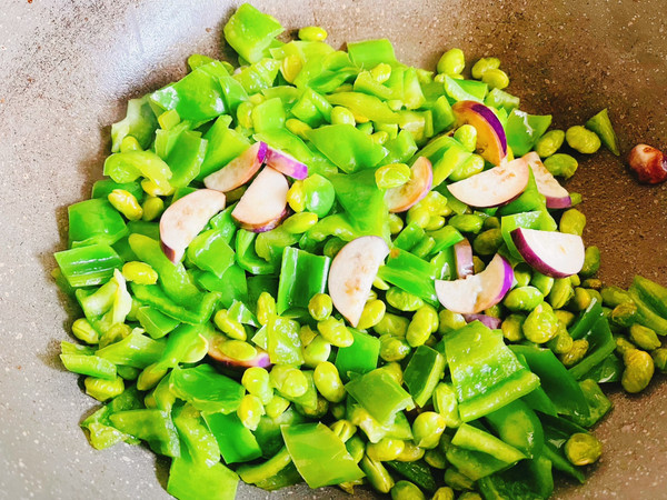 夏日虾尾青椒毛豆下饭菜