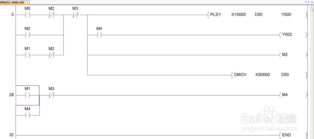 三菱编程FXcpu编程办法执行型脉冲输出指令。