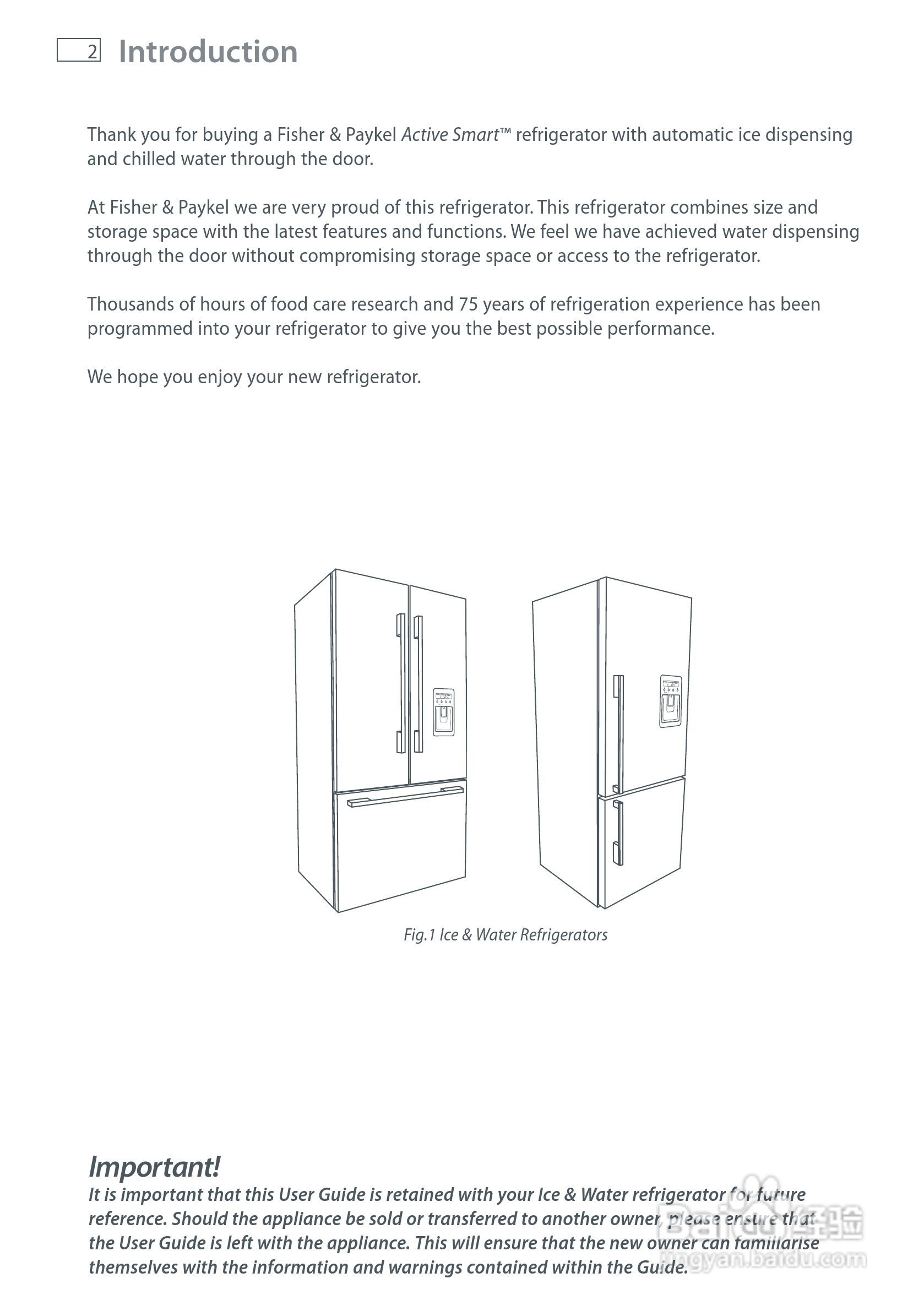 斐雪派克E402BRXFDU2冰箱说明书:[1]