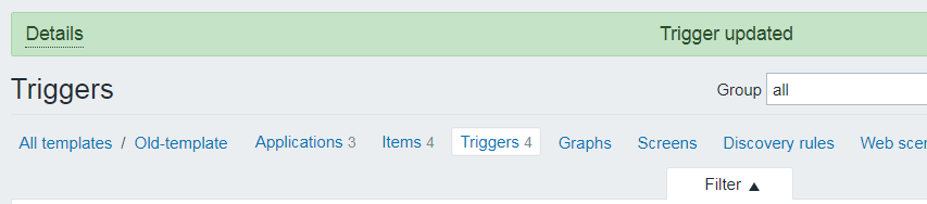 如何在zabbix的模板中修改触发器？