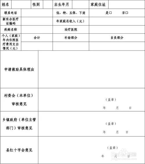 大病救助申请表如何填写申请救助需什么材料