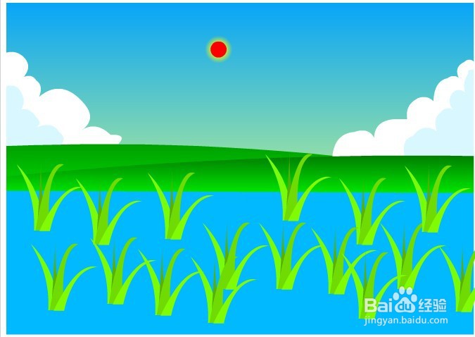 flash绘制一个稻田的背景