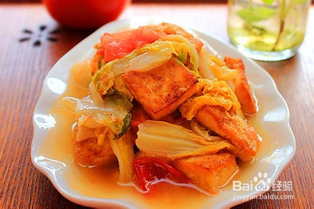西红柿娃娃菜炒豆腐