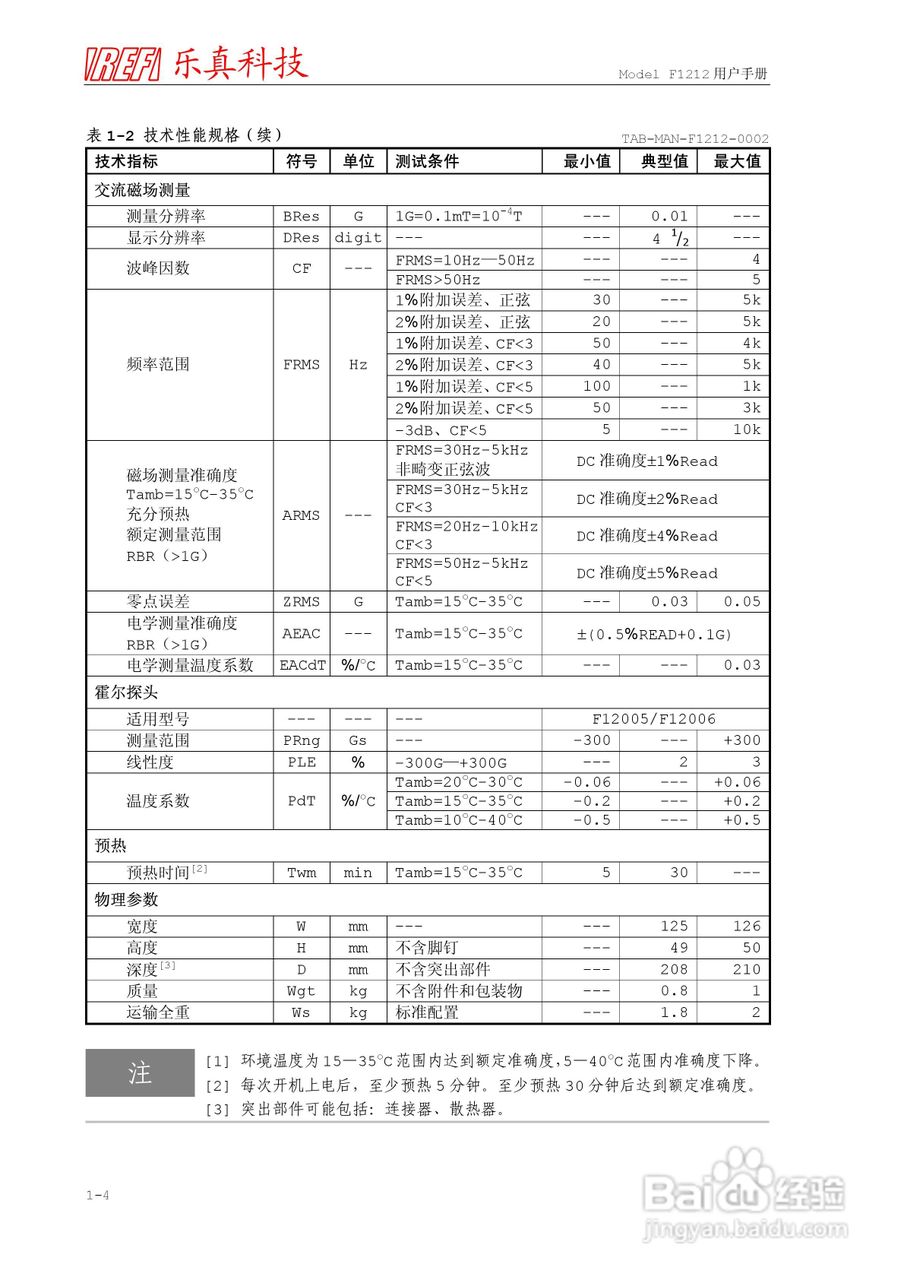 乐真科技程控高斯/微特斯拉计F1212用户手册:[2]