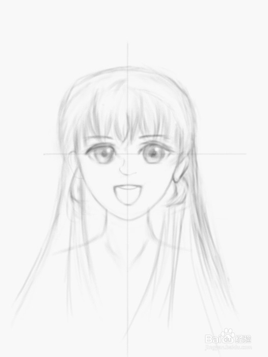 手绘板PS绘画画一条通往家的路之九：正脸画步骤