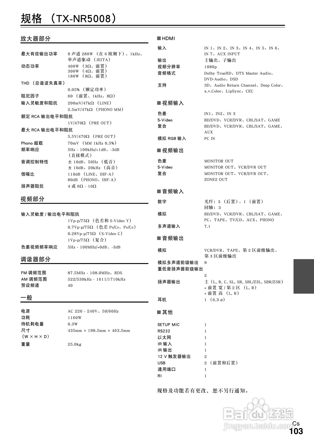 安桥TX-NR3008接收机使用说明书:[6]