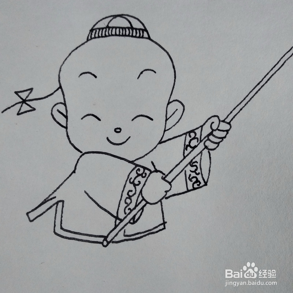 怎么画一个在练武术的小男孩卡通儿童简笔画