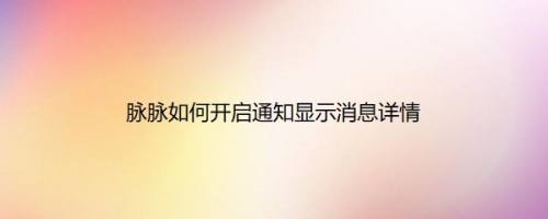 脉脉如何开启通知显示消息详情