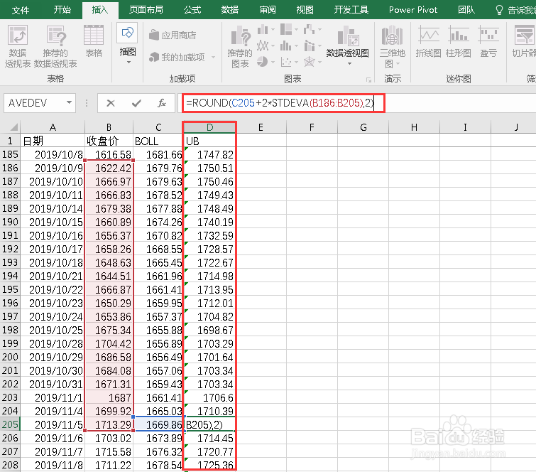 如何用Excel计算和绘制股票的BOLL指标