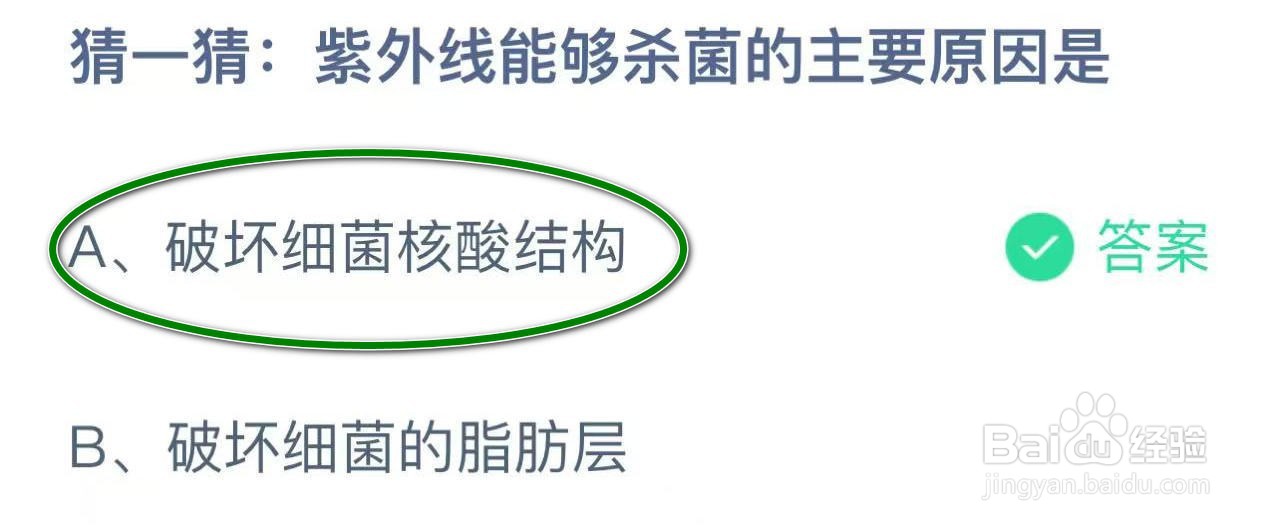 蚂蚁庄园2024.12.3紫外线能够杀菌的主要原因是