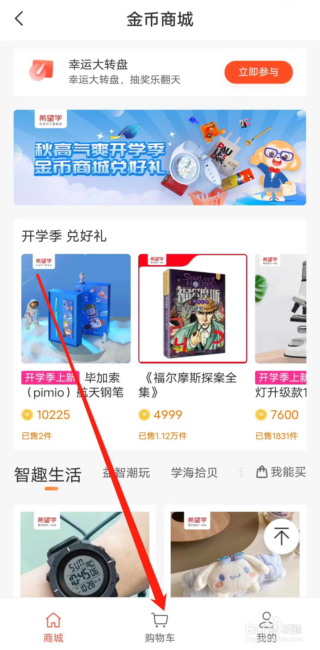 希望学怎样查看购物车