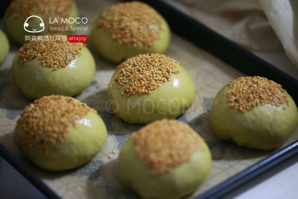 抹茶蜜豆小面包