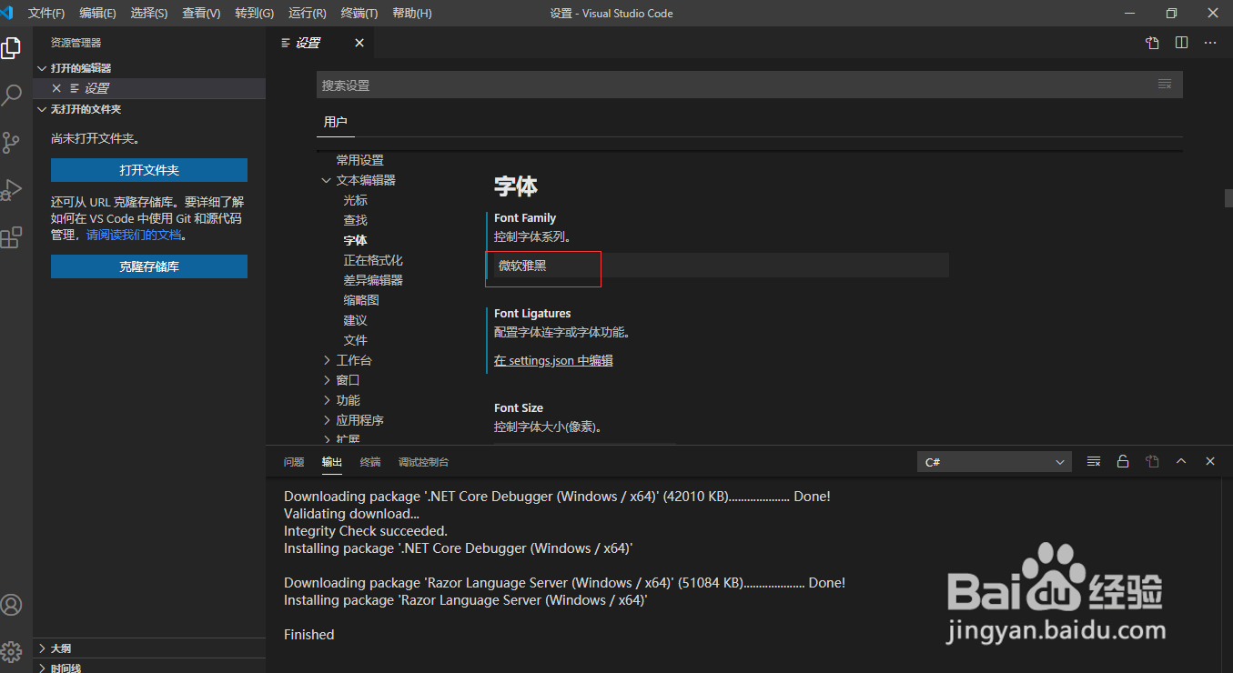 Visual Studio Code 设置字体