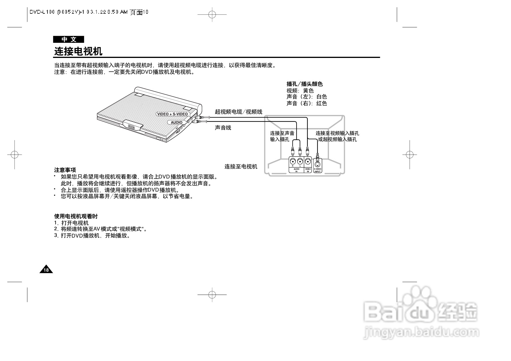 三星DVD-L100便携式DVD播放机说明书:[1]