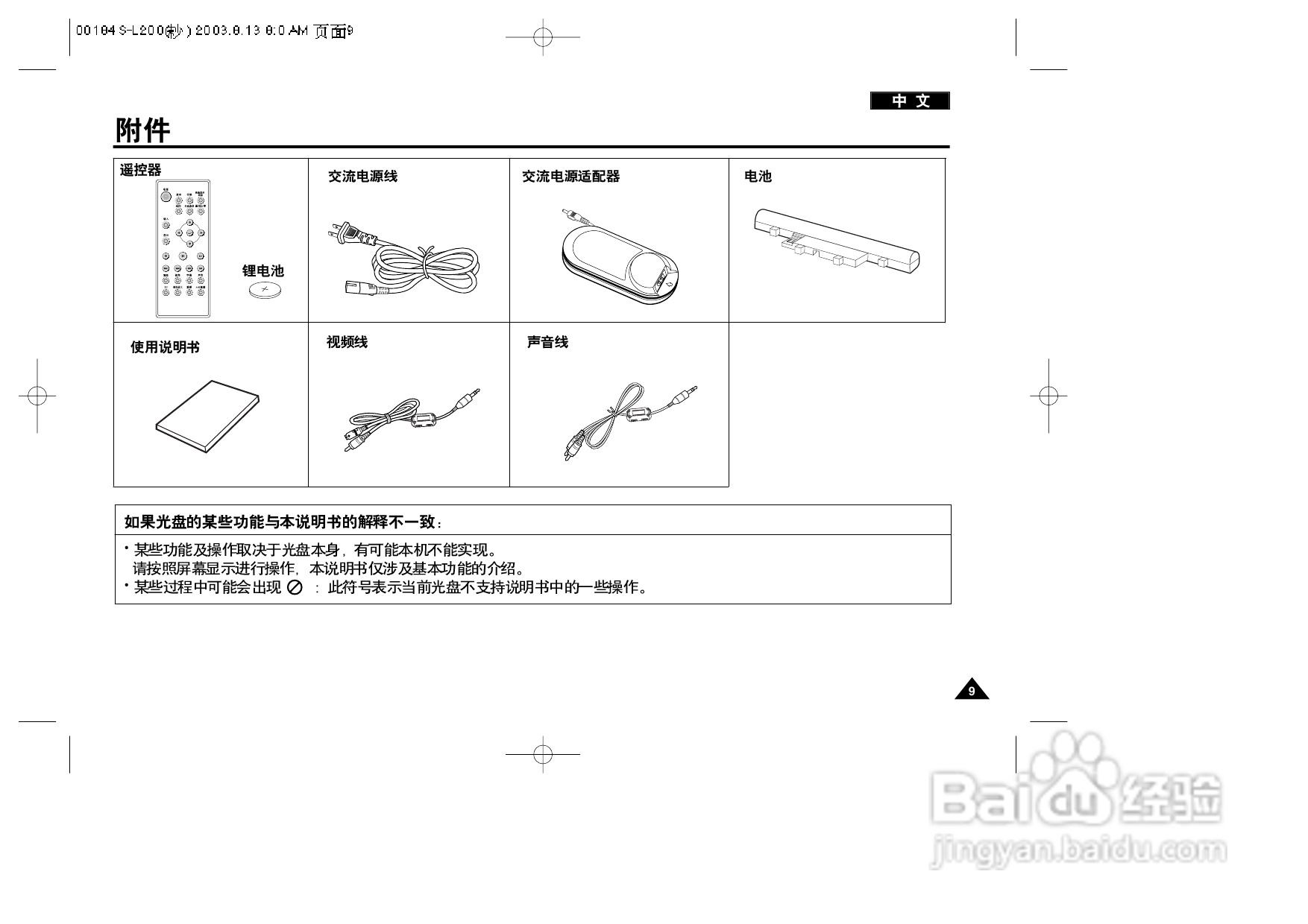 三星DVD-L200W便携式DVD播放机说明书:[1]