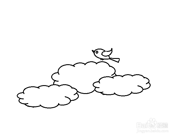 天空白云小鸟简笔画图片