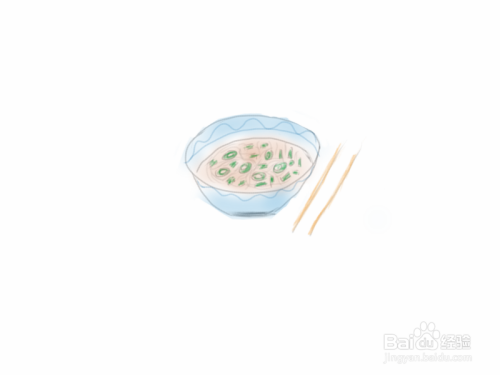 如何画葱花粉丝汤