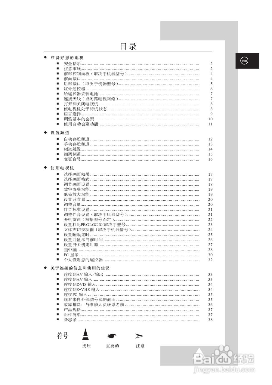 三星SP54T6HX背投影彩色电视机使用说明书:[1]