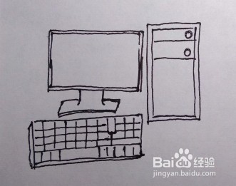 幼儿简笔画：怎么一步一步画一台台式电脑？简单