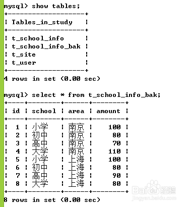 mysql如何使用命令的方式复制表