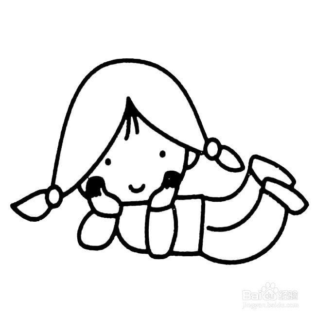 一个自信的女孩的简笔画